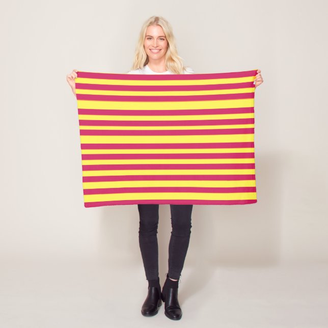 Yellow, Red Spring Mood Lines Fleece Blanket (In Situ)