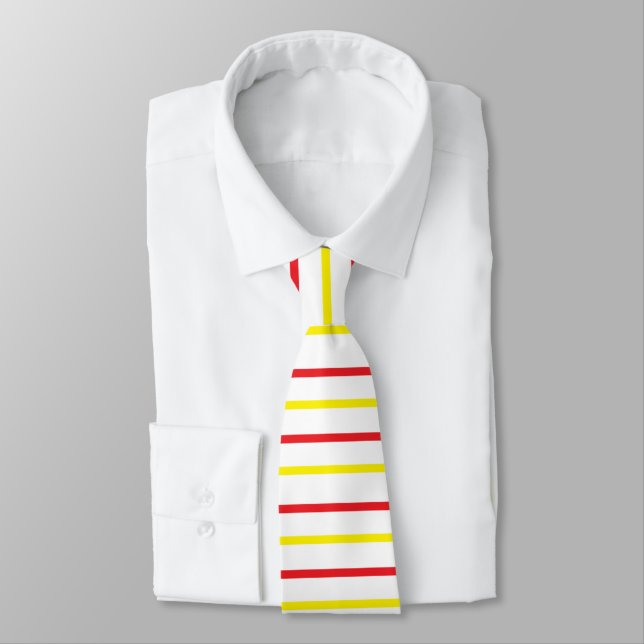 Yellow Red Stripes Tie (Tied)
