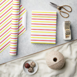 Yellow Red Stripes Wrapping Paper