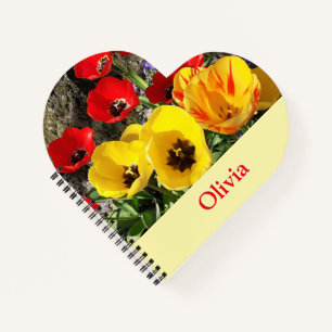 Yellow & Red Tulips Heart Notebook
