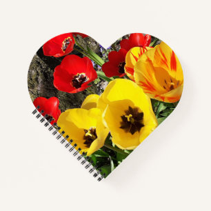 Yellow & Red Tulips Heart Notebook