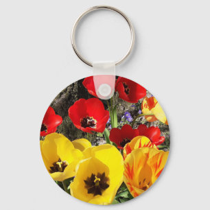Yellow & Red Tulips Key Ring