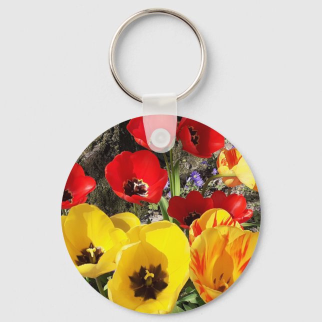 Yellow & Red Tulips  Key Ring (Front)