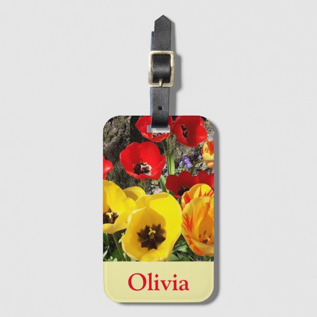 Yellow & Red Tulips  Luggage Tag (Front Vertical)