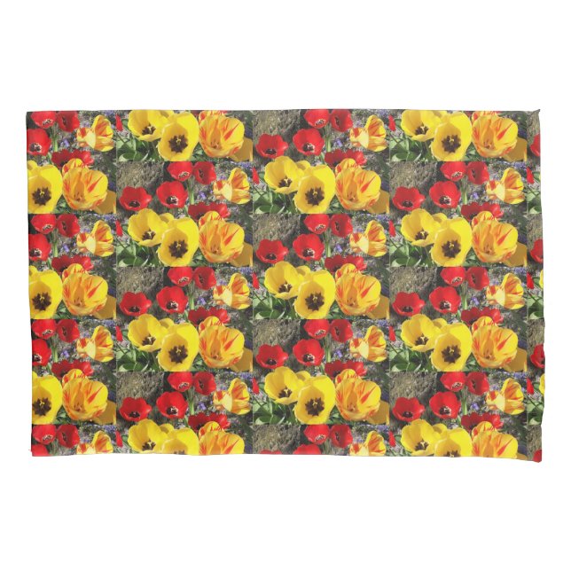 Yellow & Red Tulips  Pillowcase (Front)
