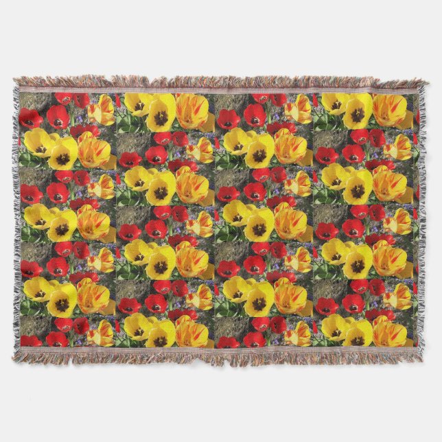 Yellow & Red Tulips Throw Blanket (Front)