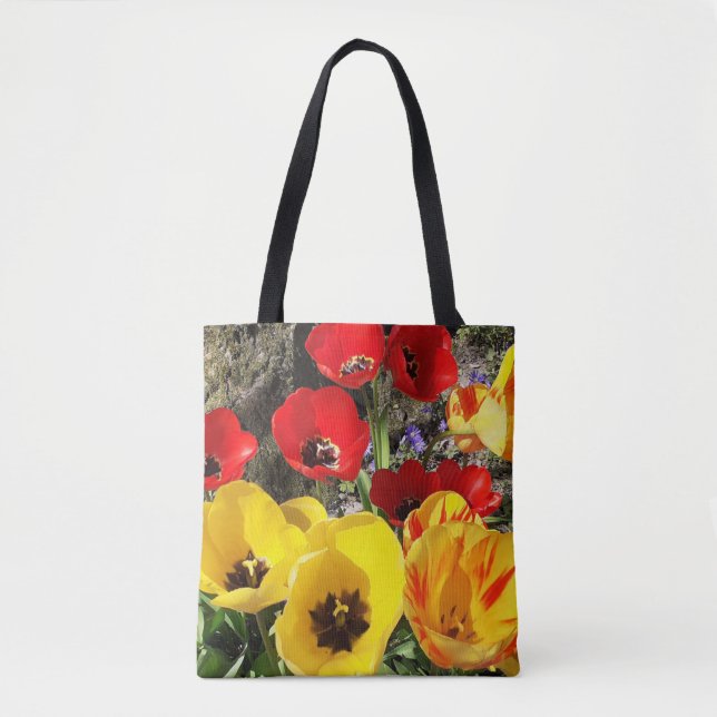 Yellow & Red Tulips Tote Bag (Front)