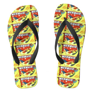 yellow red underwater mermaids logo thongs