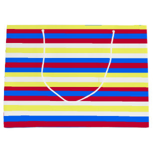 Yellow, Red, White and Blue Stripes Large Gift Bag