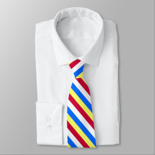 Yellow, Red, White and  Blue Stripes Tie