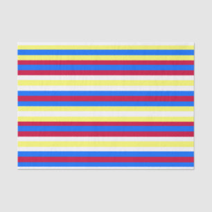 Yellow, Red, White and Blue Stripes Tissue Paper