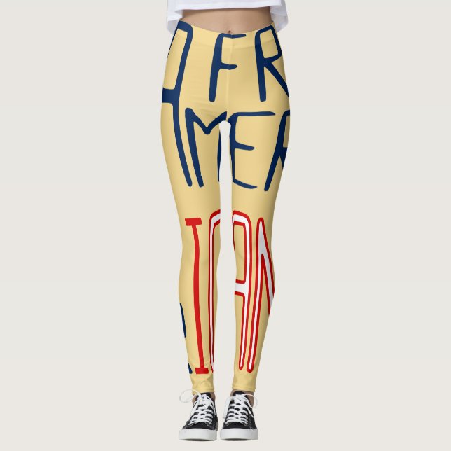 Yellow Red White Blue Black Woman African American Leggings (Front)