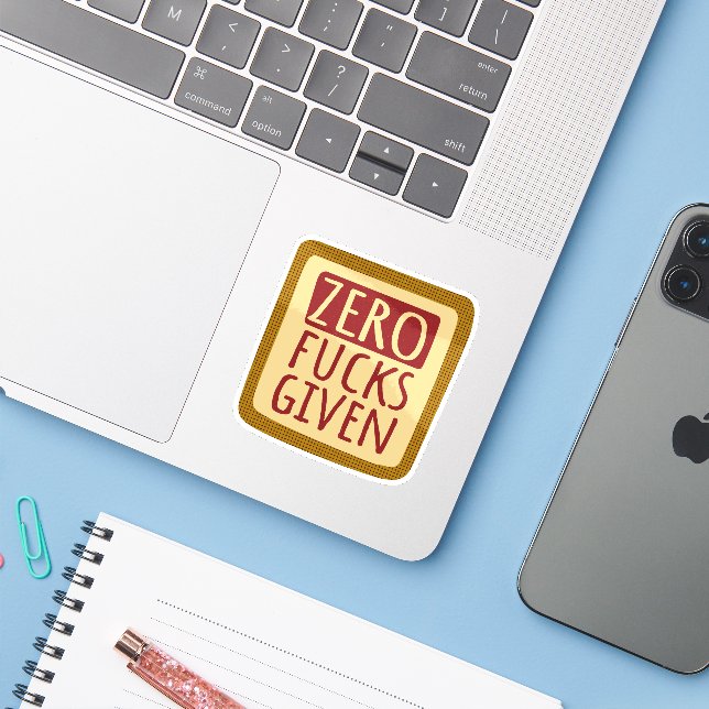 Yellow Red Zero F*s Given (Laptop w/ iPhone)