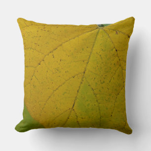 Yellow Redbud Leaves Autumn Nature Photography Cushion
