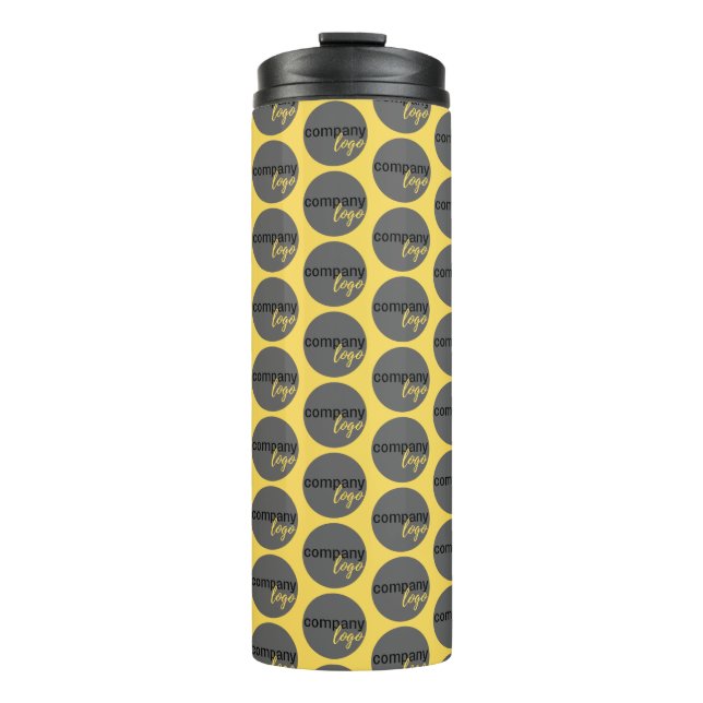 YELLOW REPEATING PATTERN BUSINESS COMPANY OWN LOGO THERMAL TUMBLER (Front)