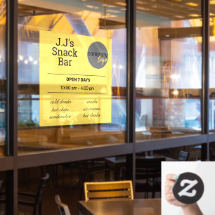 YELLOW RETAIL FOOD SHOP CAFE SNACK BAR HOURS LOGO