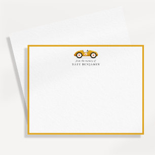 Yellow Retro Car Nursery Note Card