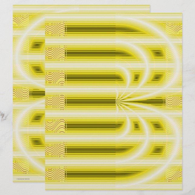 Yellow Retro Cathedral Scrapbook Paper 2-Sided Pag (Front/Back)