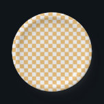 Yellow Retro Chequered birthday Paper Plates<br><div class="desc">Retro chequered print Birthday party plates in yellow.</div>