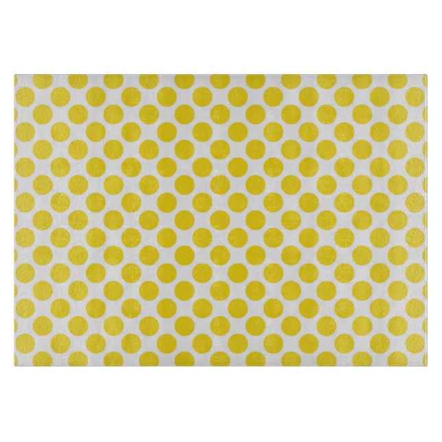 Yellow Retro Colourful Modern Polka Dots Cutting Board (Front)