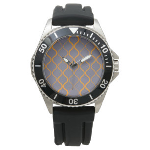 Yellow, retro, cool trendy curvy wavy illustration watch
