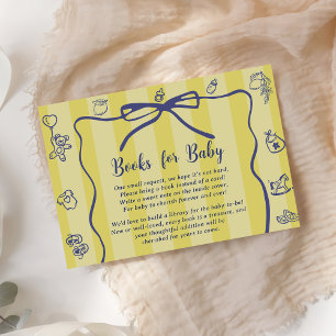 Yellow Retro Cute Illustrated Books Baby Shower Enclosure Card
