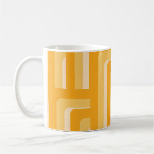 Yellow Retro Geometric Pattern Coffee Mug