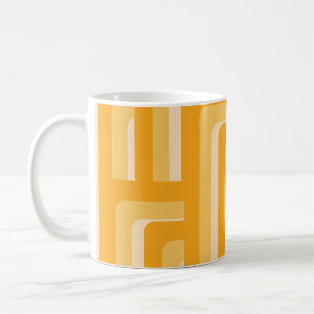 Yellow Retro Geometric Pattern Coffee Mug (Left)
