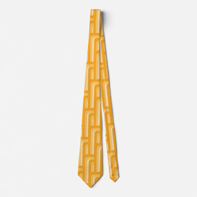 Yellow Retro Geometric Pattern Tie (Front)