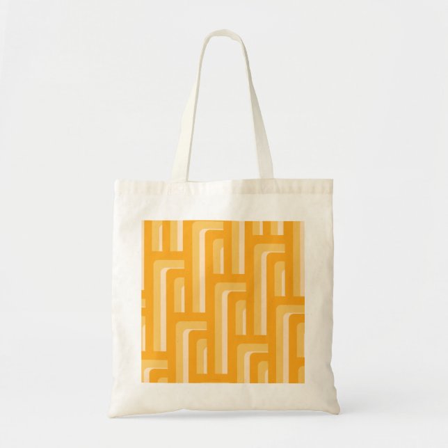 Yellow Retro Geometric Pattern Tote Bag (Front)