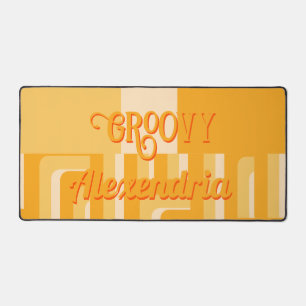 Yellow Retro Geometric Personalised Desk Mat