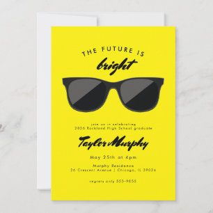 Yellow Retro Graduation Party Future is Bright Invitation