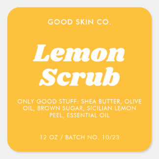 Yellow Retro Minimalist Cosmetics Body Scrub Label