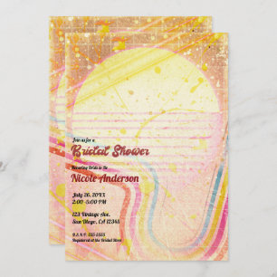 Yellow Retro Vintage 80's Theme Bridal Shower  Invitation