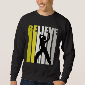 Yellow Retro Womens Believe Dance Motivational Ins Sweatshirt