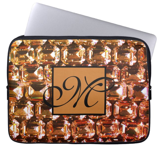 Yellow Rhinestone, yellow diamonds, gemstone   Laptop Sleeve (Front)