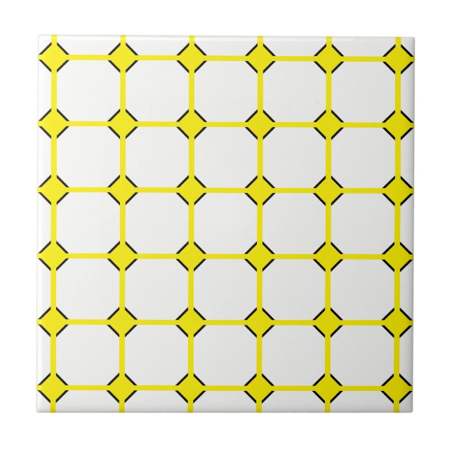 Yellow Rhombus Ceramic Tile, Small (4.25" x 4.25") Tile (Front)