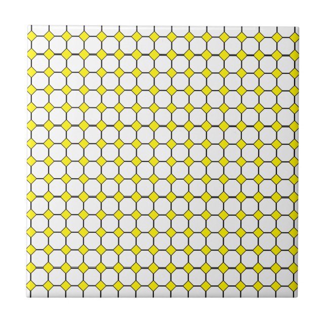 Yellow rhombus Ceramic Tile, Small (4.25" x 4.25") Tile (Front)