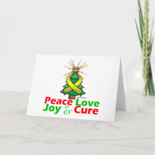Yellow Ribbon Christmas Peace Love, Joy & Cure Holiday Card