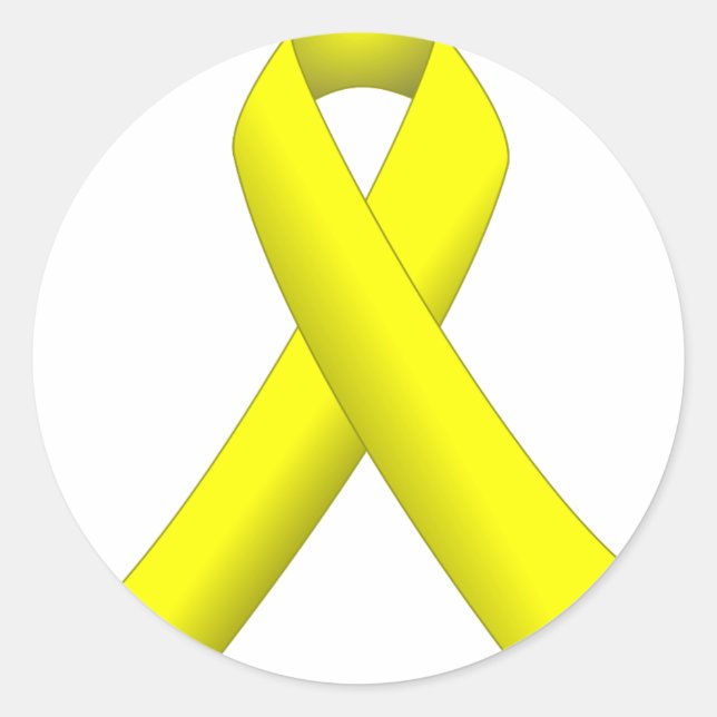 Yellow Ribbon Classic Round Sticker (Front)