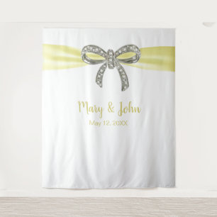 Yellow Ribbon Diamond Bow Wedding Backdrop Tapestry