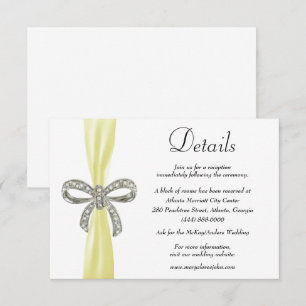 Yellow Ribbon Diamond Bow Wedding Details Enclosure Card