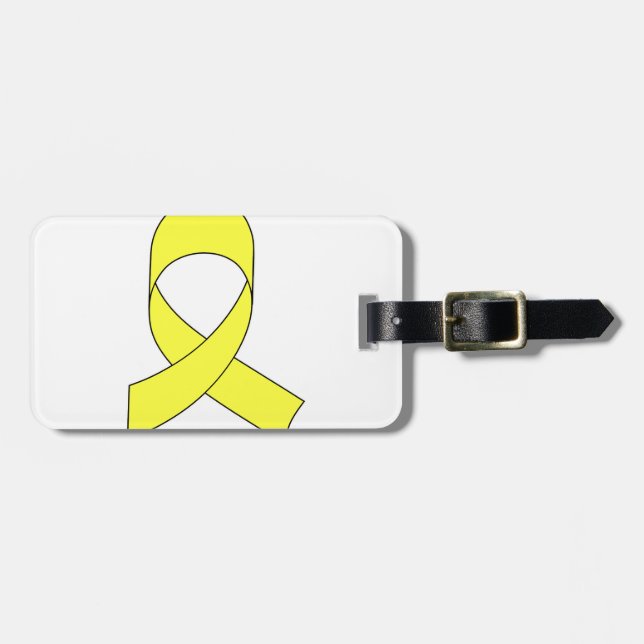 Yellow Ribbon Drawing Luggage Tag (Front Horizontal)