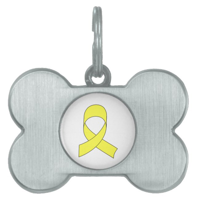 Yellow Ribbon Drawing Pet ID Tag (Front)