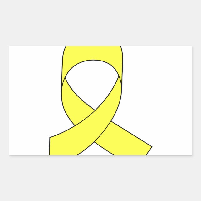 Yellow Ribbon Drawing Rectangular Sticker (Front)