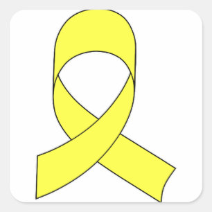 Yellow Ribbon Drawing Square Sticker