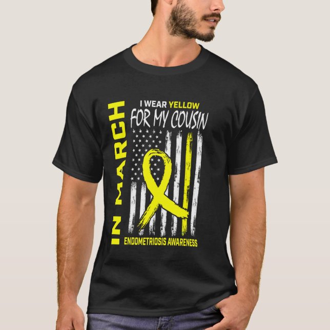 Yellow Ribbon Endometriosis Awareness Cousin Ameri T-Shirt (Front)