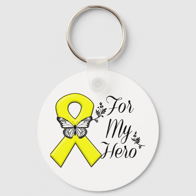 Yellow Ribbon For My Hero Key Ring (Front)