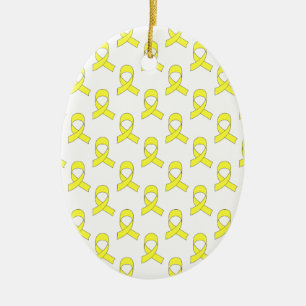 Yellow Ribbon Pattern Ceramic Ornament