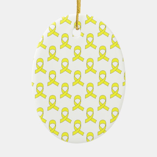 Yellow Ribbon Pattern Ceramic Ornament (Front)